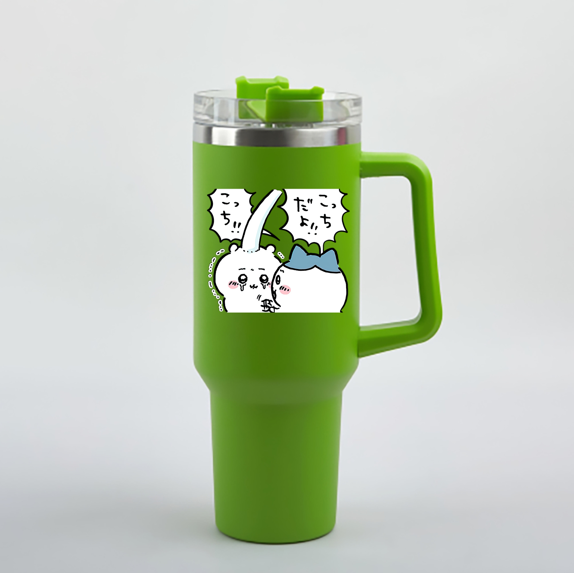 （画像用） ちいかわ ハチワレ Chii-kawa hachiware 1200mL車用タンブラー - クリスタルステッカー（プラスチックストロー付き）